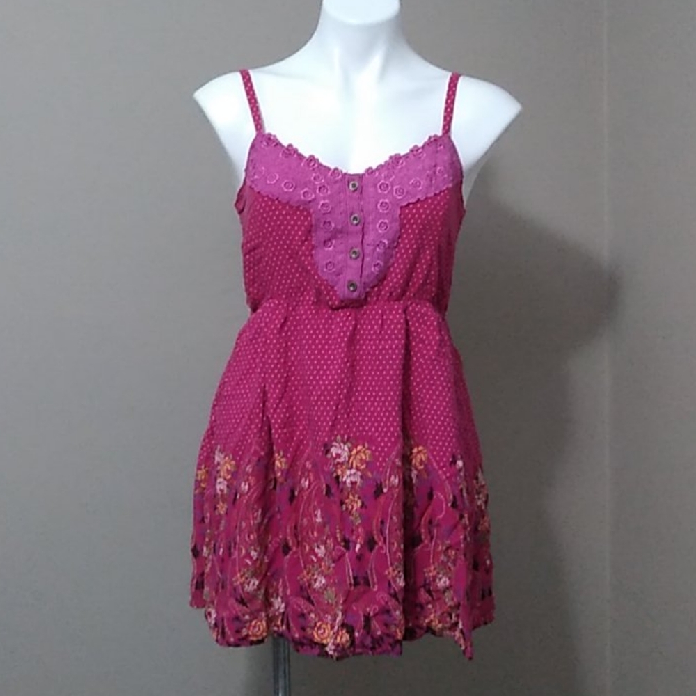 Free People pink polka dot baby doll dress small